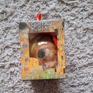Gustav Klimt Ornament with Red Ribbon